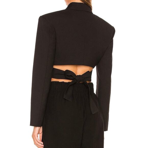 Ronny Kobo Zuna Jacket Cropped Blazer Wrap Tie Long Sleeve Black Size Small - Picture 2 of 13